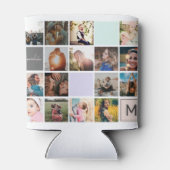 家族モダンのモノグラム16フォトコラージンググリッド 缶クーラー (裏面)