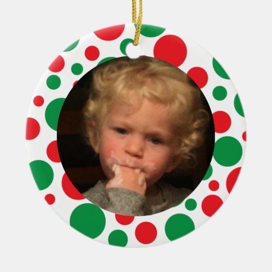 家族モダンの休日の写真 セラミックオーナメント (正面)