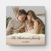 家族モダンの写真と名パーソナライズされた前の贈り物 フォトプラーク (正面)