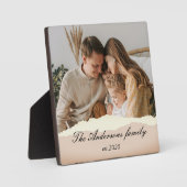 家族モダンの写真と名パーソナライズされた前の贈り物 フォトプラーク (正面)