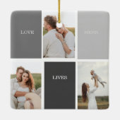 家族モダンの写真と名前パーソナライズされたギフト セラミックオーナメント (裏面)