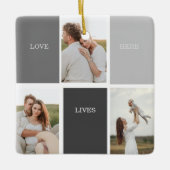 家族モダンの写真と名前パーソナライズされたギフト セラミックオーナメント (正面)