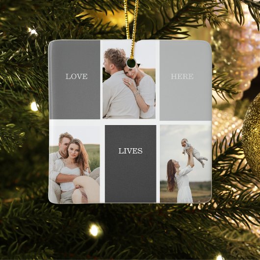 家族モダンの写真と名前パーソナライズされたギフト セラミックオーナメント