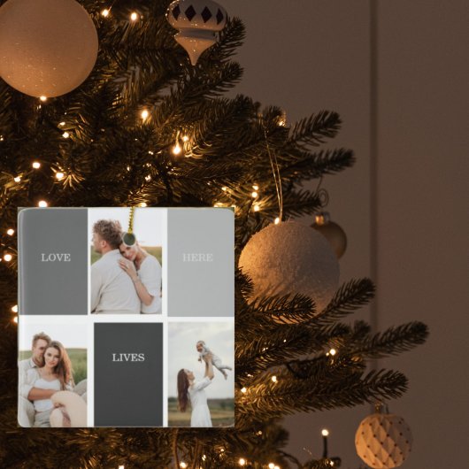 家族モダンの写真と名前パーソナライズされたギフト セラミックオーナメント