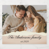 家族モダンの写真と名前パーソナライズされたギフト ビールラベル (シングルラベル)