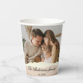家族モダンの写真と名前パーソナライズされたギフト 紙コップ (裏面)