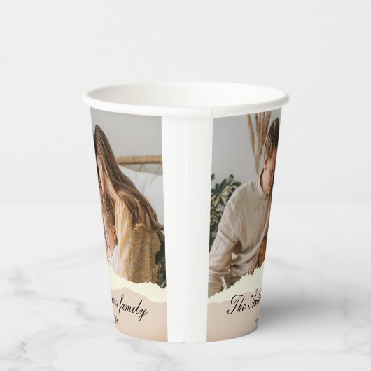 家族モダンの写真と名前パーソナライズされたギフト 紙コップ (右)