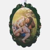 家族モダンの写真の素朴クリスマス オーナメントカード (左)