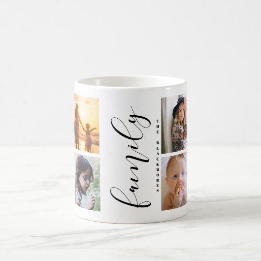家族モダンの写真コラージュ コーヒーマグカップ (中央)