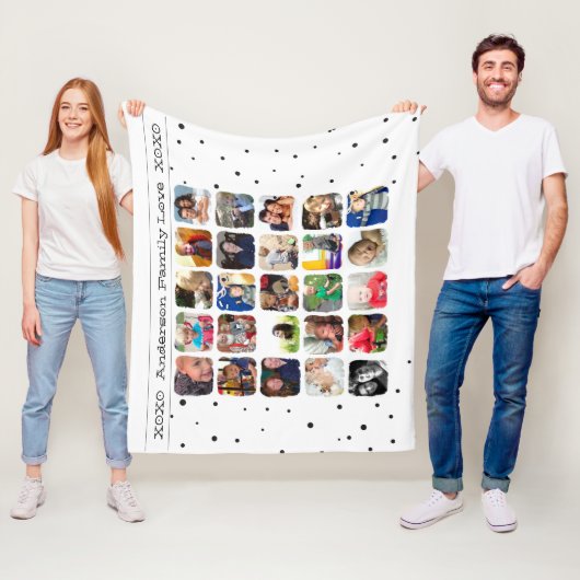 家族モダンの写真コラージュ フリースブランケット (インサイチュ)