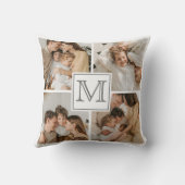 家族モダンの写真コラージュ | モノグラムカスタムギフト クッション (裏面)