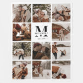 家族モダンの写真コラージュ | 記念モノグラムの品 フリースブランケット (正面)