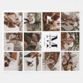 家族モダンの写真コラージュ | 記念モノグラムの品 フリースブランケット (正面(横))