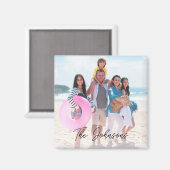 家族モダンの写真名パーソナライズされた マグネット (正面/裏面)