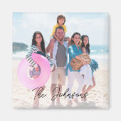 家族モダンの写真名パーソナライズされた マグネット (正面)