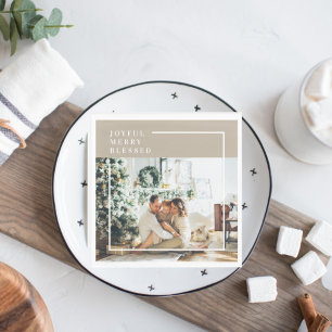 家族モダンの写真 うれしメリー賛美い スタンダードランチョンナプキン