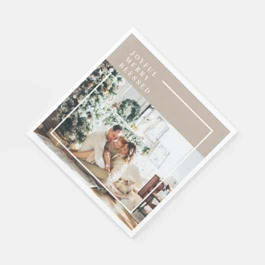 家族モダンの写真 |うれしメリー賛美い スタンダードランチョンナプキン (角)