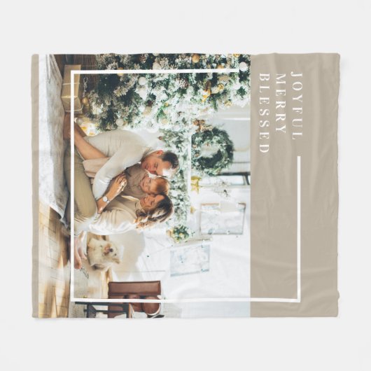 家族モダンの写真 |うれしメリー賛美い フリースブランケット (正面(横))