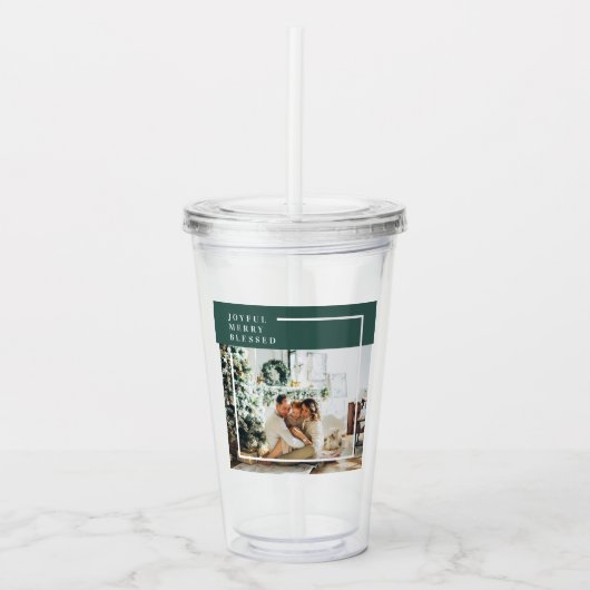 家族モダンの写真 |うれしメリー賛美い |緑 アクリルタンブラー (正面)