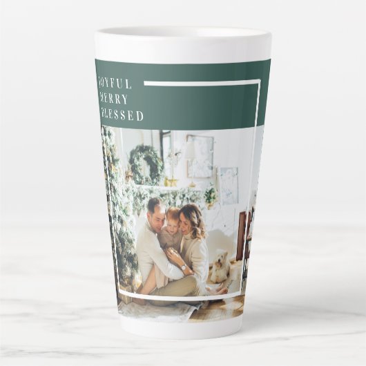 家族モダンの写真 |うれしメリー賛美い |緑 カフェラテマグ (正面)