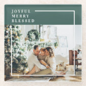 家族モダンの写真 |うれしメリー賛美い |緑 ガラスコースター (正面)