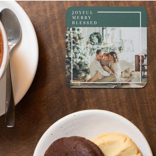 家族モダンの写真 |うれしメリー賛美い |緑 ガラスコースター