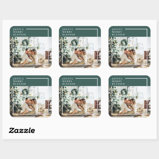 家族モダンの写真 |うれしメリー賛美い |緑 スクエアシール (シート)