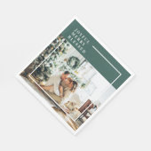 家族モダンの写真 |うれしメリー賛美い |緑 スタンダードランチョンナプキン (角)