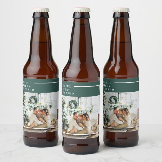 家族モダンの写真 |うれしメリー賛美い |緑 ビールラベル (ボトル)