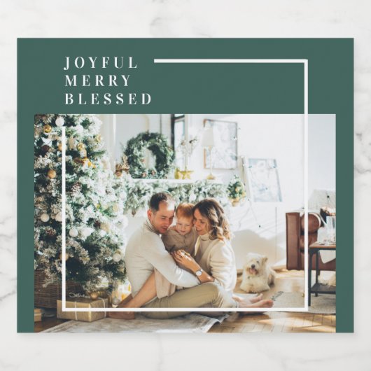 家族モダンの写真 |うれしメリー賛美い |緑 ビールラベル (シングルラベル)