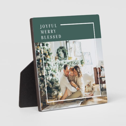 家族モダンの写真 |うれしメリー賛美い |緑 フォトプラーク (正面)