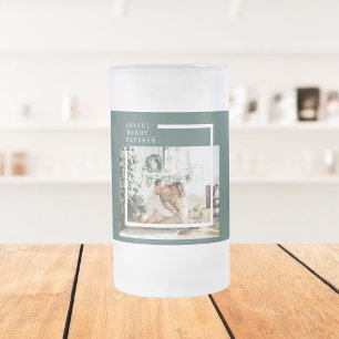 家族モダンの写真 うれしメリー賛美い 緑 フロストグラスビールジョッキ