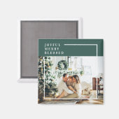 家族モダンの写真 |うれしメリー賛美い |緑 マグネット (正面/裏面)