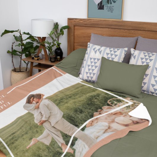 家族モダンの写真 |感謝賛美感謝 フリースブランケット