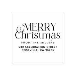 家族モダンの差出人住所からメリークリスマス ラバースタンプ