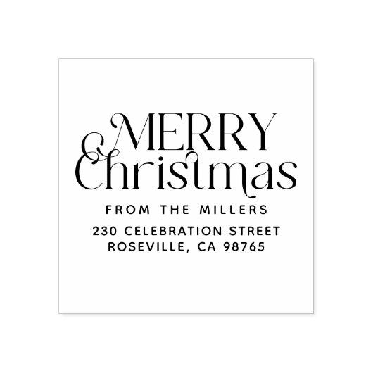 家族モダンの差出人住所からメリークリスマス ラバースタンプ (インプリント)