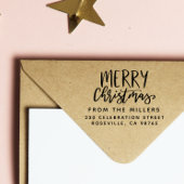 家族モダンの差出人住所からメリークリスマス ラバースタンプ