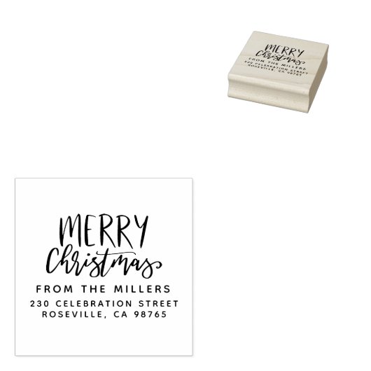 家族モダンの差出人住所からメリークリスマス ラバースタンプ (押印)