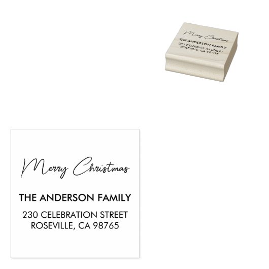 家族モダンの差出人住所からメリークリスマス ラバースタンプ (押印)