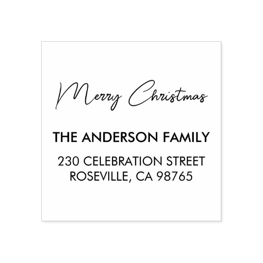 家族モダンの差出人住所からメリークリスマス ラバースタンプ (インプリント)
