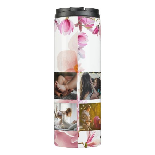 家族モダンの母親の写真コラージュ タンブラー (裏面)