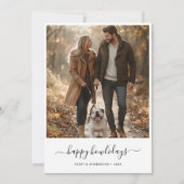 家族モダンの犬の写真クリスマスハッピーホリデー シーズンカード (正面)