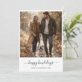 家族モダンの犬の写真クリスマスハッピーホリデー シーズンカード (スタンド正面)