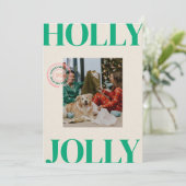 家族モダンはっきりした写真かわいいスタンプのホリデーカード シーズンカード (スタンド正面)