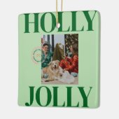 家族モダンはっきりした写真かわいいスタンプのホリデーカード セラミックオーナメント (左)