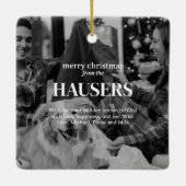家族モダンはっきりした写真かわいいスタンプのホリデーカード セラミックオーナメント (裏面)