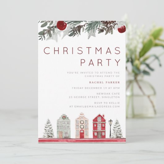 家族モダンまたはオフィスのクリスマスパーティー 招待状 (スタンド正面)