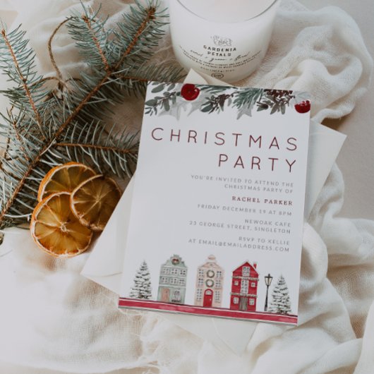 家族モダンまたはオフィスのクリスマスパーティー 招待状