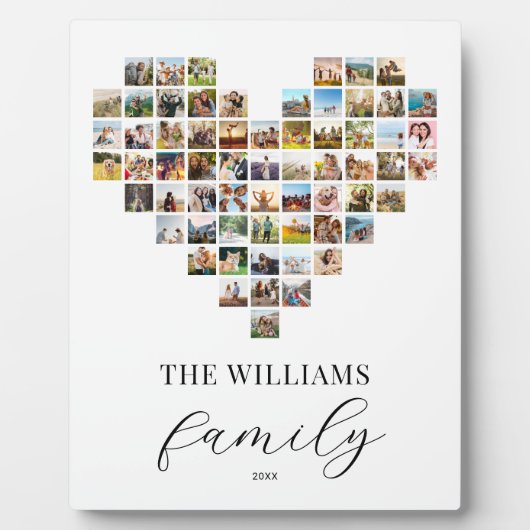 家族モダンエレガントハート型フォトコラージュ フォトプラーク (正面)