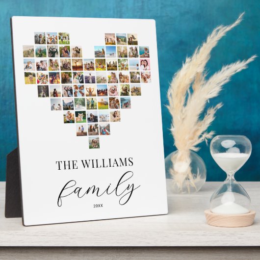 家族モダンエレガントハート型フォトコラージュ フォトプラーク (側面)